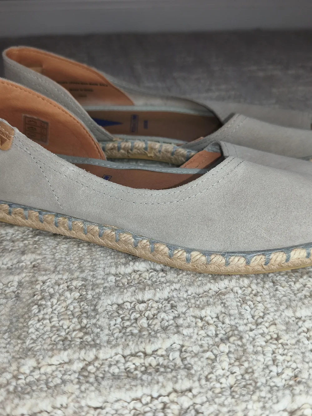 Verbenas Cruz Women's Gray Suede Peep Toe Espadrille Flats Shoes MadeIn Spain 39